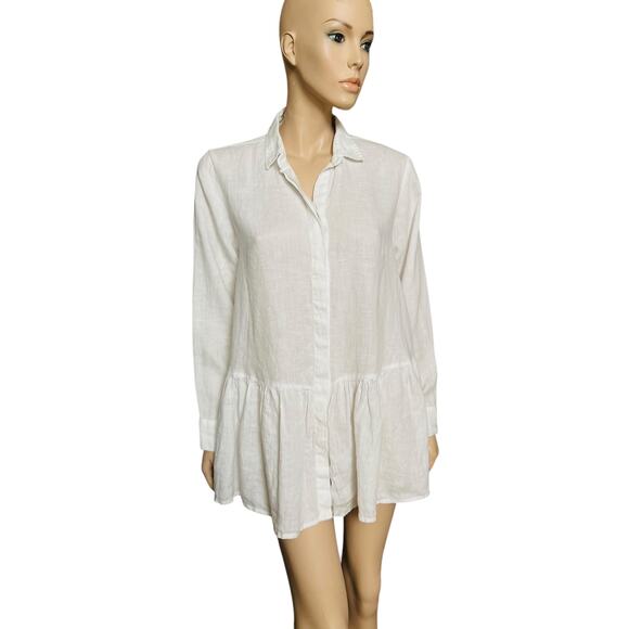 Claudio Milano 100% Linen Tunic Italian Style Button Down Shirt Dress Size Small - Picture 5 of 12